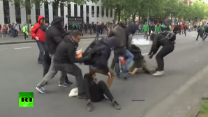 Manifestaţii VIOLENTE la Bruxelles. Poliţiştii au folosit tunuri cu apă pentru a dispersa mulţimea