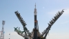 O rachetă Soyuz, pregătită de lansare pe cosmodromul Baikonur
