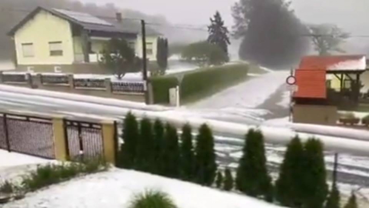 URGIE la graniţa dintre Austria şi Ungaria. Pământul, acoperit cu gheaţă (VIDEO)