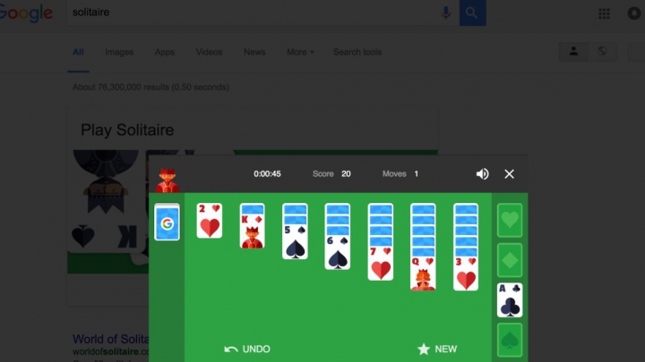 Google te ajută să pierzi timp cu Solitaire sau X și 0 mult mai ușor