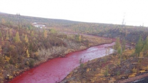 FENOMEN CIUDAT într-un oraş rusesc. Un fluviu a devenit ROȘU SÂNGERIU. Care e motivul