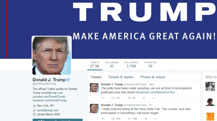 Alegeri SUA: Donald Trump şi-a actualizat Twitter-ul pentru a-și anunţa victoria