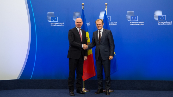 Premierul Pavel Filip s-a întâlnit cu Președintele Consiliului European, Donald Tusk. Ce au discutat oficialii