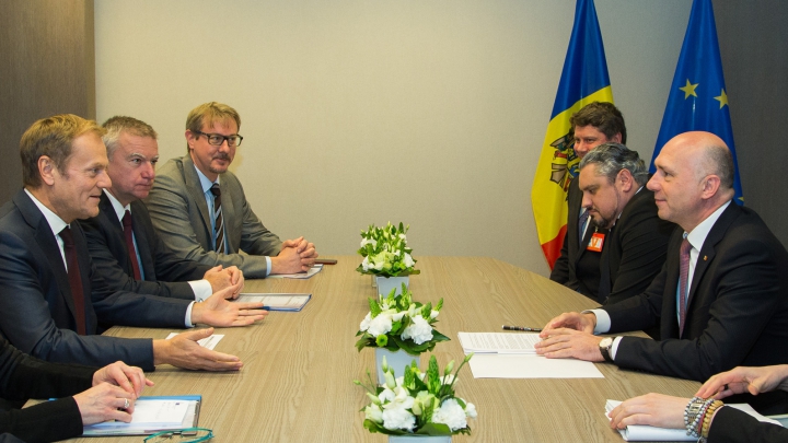 Premierul Pavel Filip s-a întâlnit cu Președintele Consiliului European, Donald Tusk. Ce au discutat oficialii