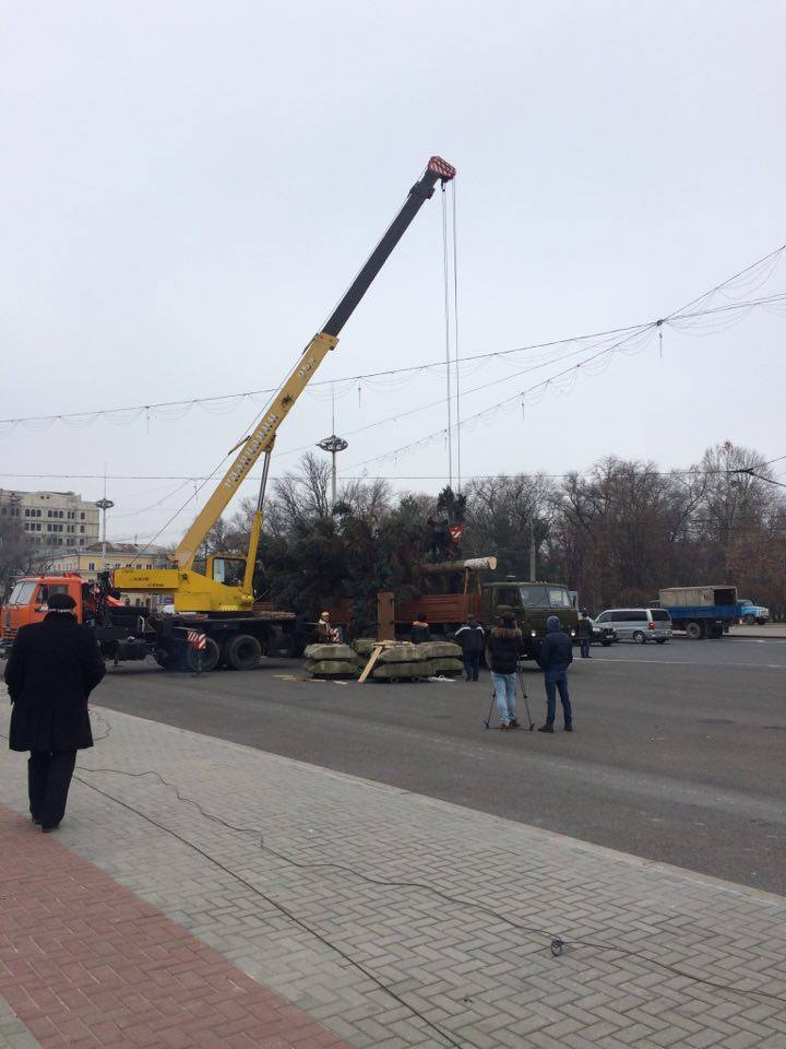 Principalul Pom de Crăciun al țării a fost instalat în centrul Capitalei. CUM ARATĂ (FOTOREPORT)