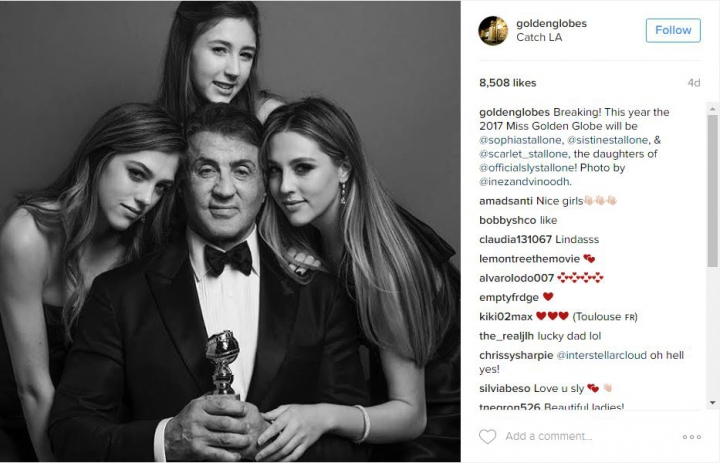 Fiicele lui Sylvester Stallone au fost desemnate "Miss Golden Globe 2017"