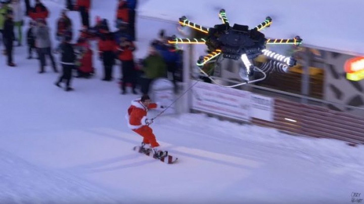 Snowboarding cu drona! Imaginile care par desprinse din filmele fantastice (VIDEO UIMITOR)