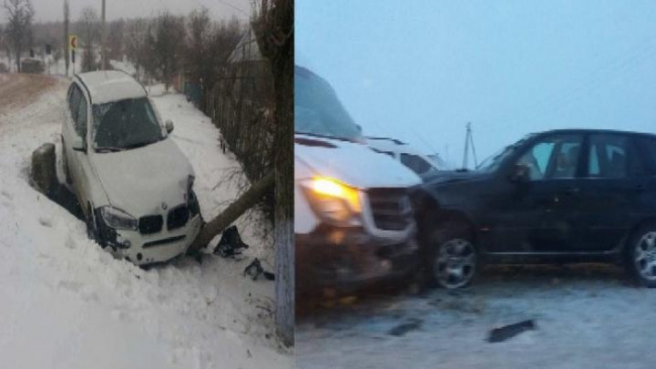 Trei BMW X5, ACCIDENTATE într-o zi. Unul dintre ele s-a ciocnit cu un microbuz de rută (FOTO)