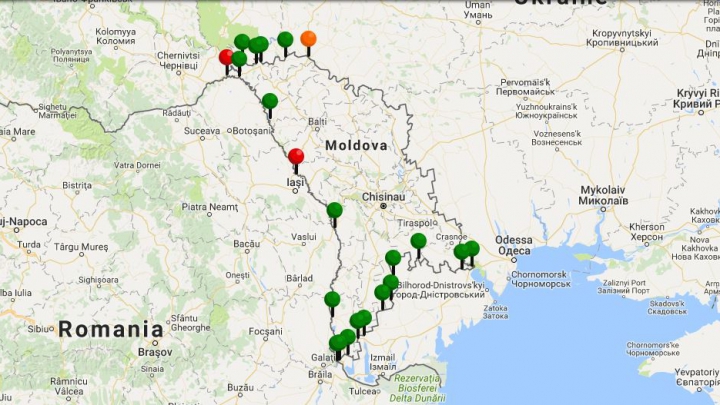ATENŢIE, CĂLĂTORI! Aglomeraţie în unele puncte de trecere a frontierei de stat (HARTA)