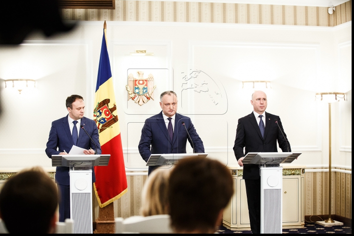 Prima întâlnire a şefilor celor mai importante instituţii din stat. Declaraţiile lui Andrian Candu, Pavel Filip şi Igor Dodon (VIDEO)