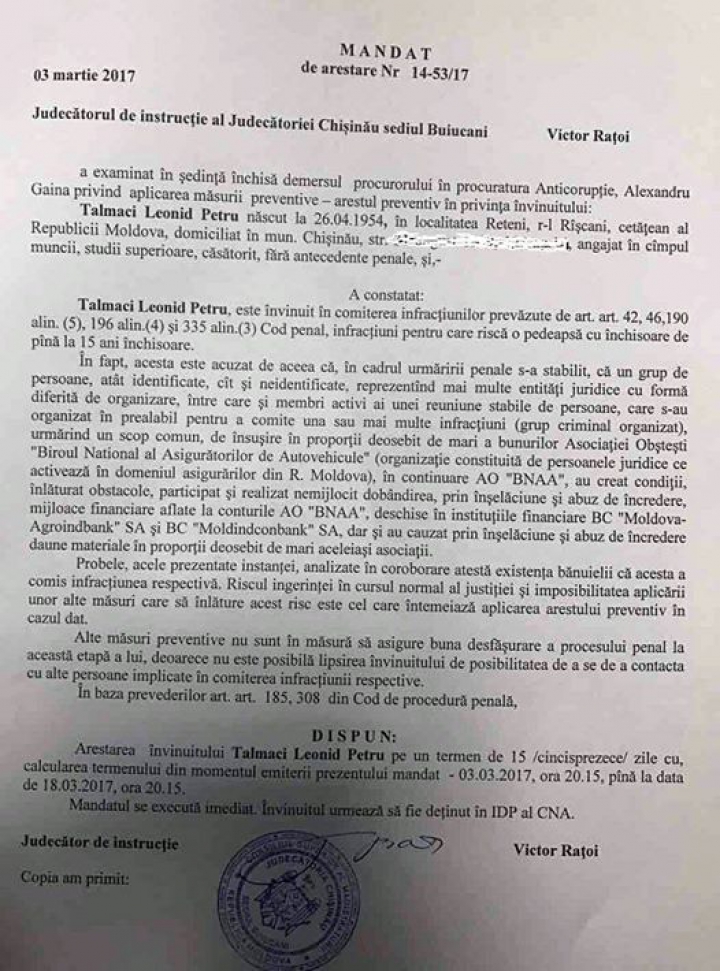 Fostul guvernator al BNM, Leonid Talmaci, reținut de procurorii anticorupție și plasat în arest pentru 15 zile