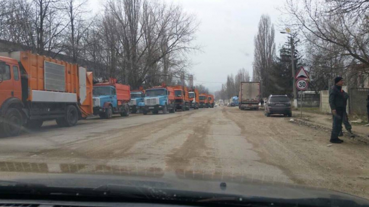 PROTEST la Bubuieci: Mai mulţi localnici au blocat drumul care duce spre imensa groapă de gunoi (FOTO)