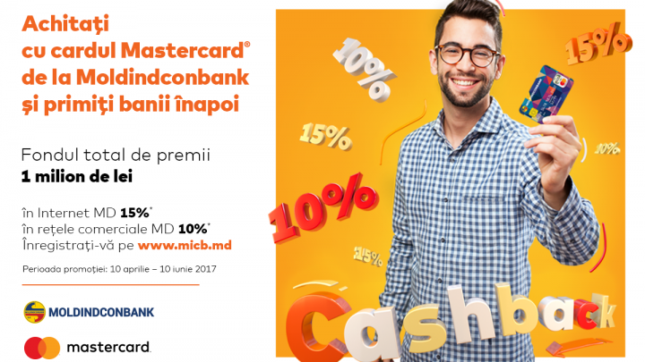 (P) Moldindconbank şi Mastercard dau start promoției Cashback