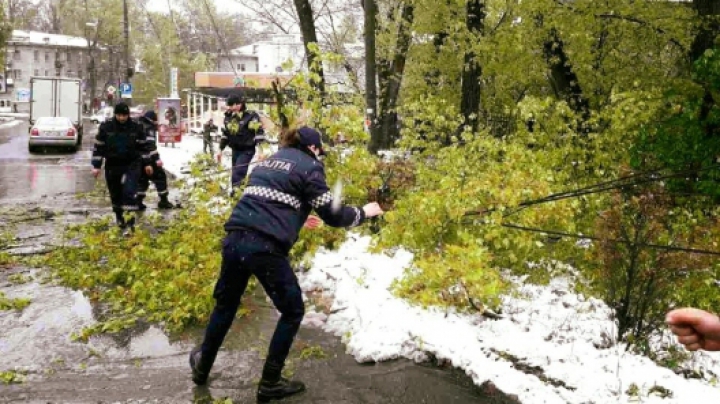 Mii de polițiști implicați la înlăturarea consecinţelor intemperiei în municipiul Chişinău