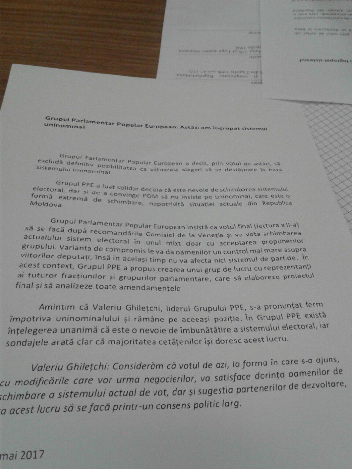 Valeriu Ghileţchi: "PPEM va vota doar un sistem electoral mixt"