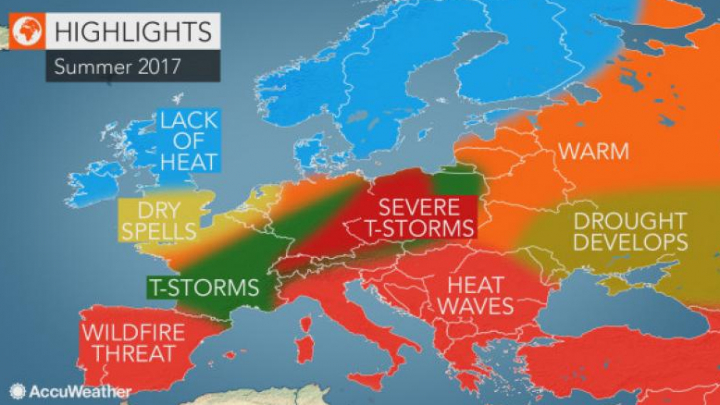 Moldova va avea o vară secetoasă, cu temperaturi toride (Harta caniculei în Europa)