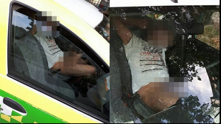 Nesimțire maximă. Un taximetrist din Capitală, surprins fără chiloți în mașina de serviciu (IMAGINI 18+)