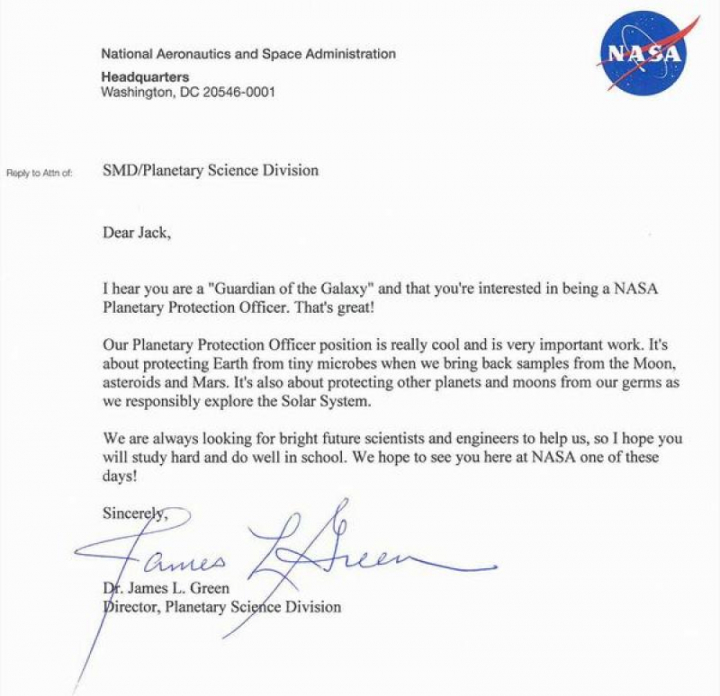 Un baieţel de nouă ani a trimis o scrisoare celor de la NASA. Vezi pentru ce post a aplicat acesta