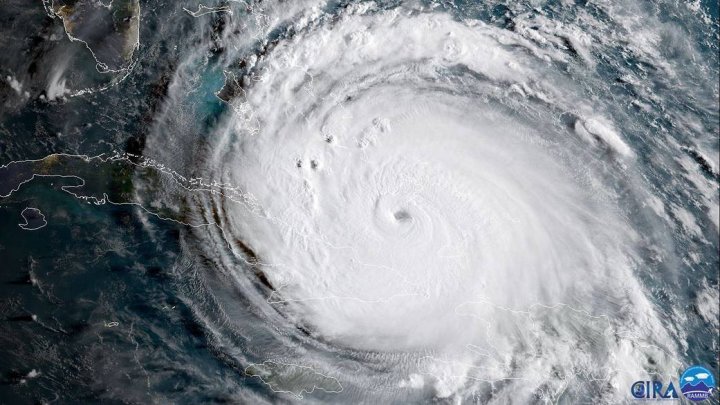 NASA a publicat o imagine geocoloră a uraganului Irma, capturată de satelitul GOES-16