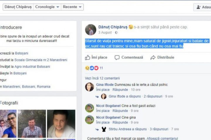 Caz TERIFIANT. Și-a anunțat sinuciderea pe Facebook. Nimeni nu l-a luat în seamă, dar l-au găsit spănzurat (FOTO)