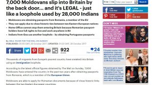 Daily Mail: Șapte mii de moldoveni cu paşaport românesc s-au strecurat în Marea Britanie pe uşa din spate