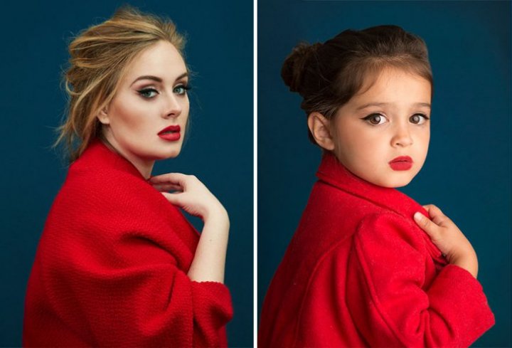 Mimici inedite. O fetiţă model de trei ani imită  personaje celebre (FOTO)