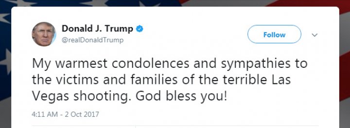 Prima reacţie al lui Donald Trump, după atacul armat din Las Vegas