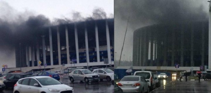 Incendiu în Rusia: Un stadion aflat în construcţie A LUAT FOC (FOTO/VIDEO)