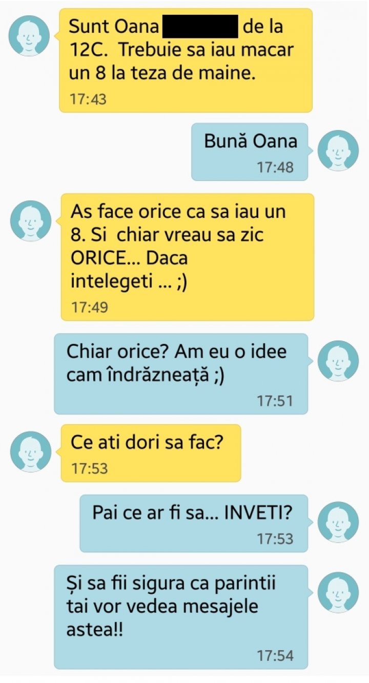 La ce sunt gata fetele pentru un 8 la TEZĂ? Ce i-a propus o elevă unui profesor: Fac orice (FOTO)