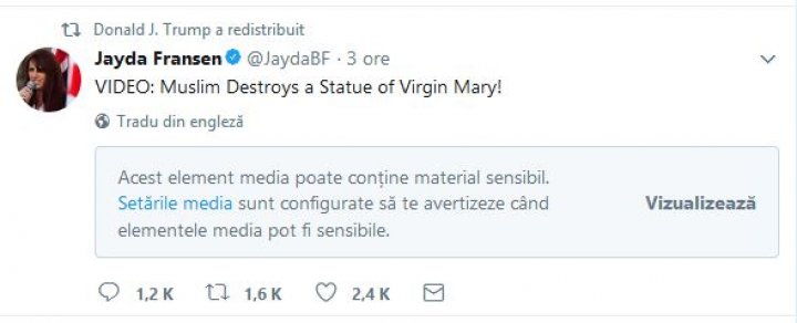 Donald Trump a distribuit pe Twitter mai multe postări rasiste