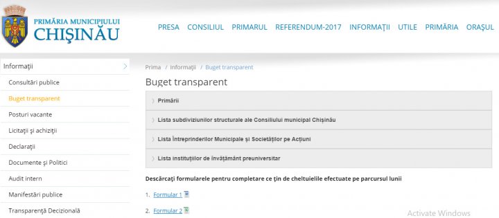 Pe site-ul Primăriei Capitalei a apărut o rubrică nouă BUGET TRANSPARENT. Cetăţenii vor putea vedea cum şi pentru ce se cheltuie banii