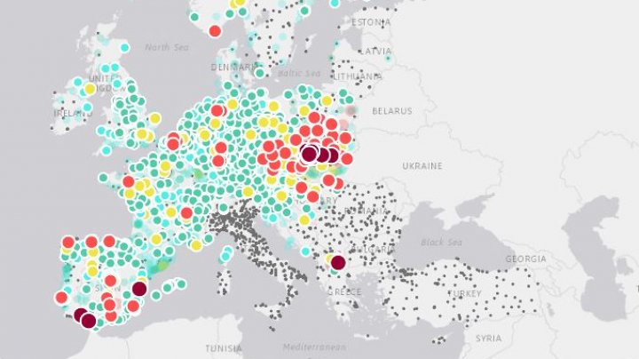 O hartă interactivă permite informarea, în timp real, asupra calității aerului la nivel local din Europa