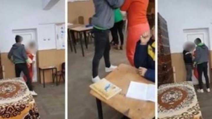 IMAGINI ŞOCANTE. Elevul care a umilit şi bătut o profesoară, reţinut de poliţie