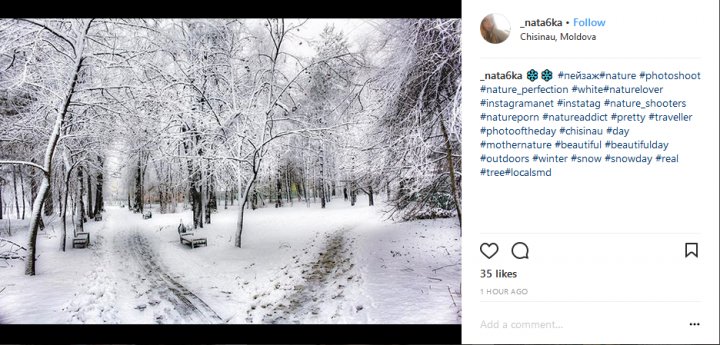 IMAGINI DE POVESTE! Chişinăul în alb, văzut prin filtrele Instagramului (GALERIE FOTO)