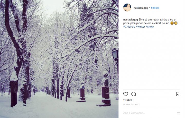 IMAGINI DE POVESTE! Chişinăul în alb, văzut prin filtrele Instagramului (GALERIE FOTO)