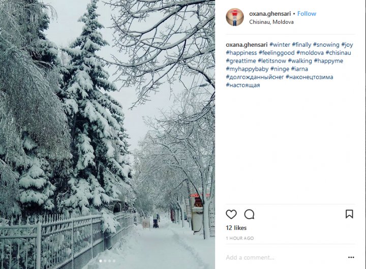 IMAGINI DE POVESTE! Chişinăul în alb, văzut prin filtrele Instagramului (GALERIE FOTO)