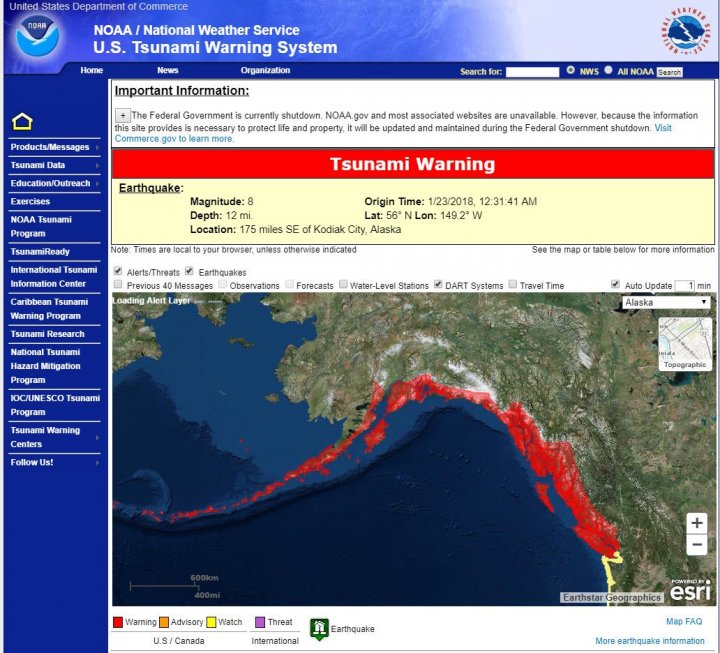 CUTREMUR de 7.9 în Oceanul Pacific. Alerta de tsunami vizează Alaska, Canada și coasta de vest a SUA