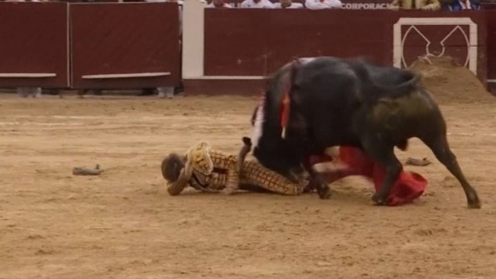 Momente dramatice! Un matador a fost luat în coarne de taurul pe care voia să-l ucidă