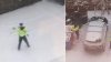 Bătaie cu bulgări de zăpadă între polițiști (VIDEO)