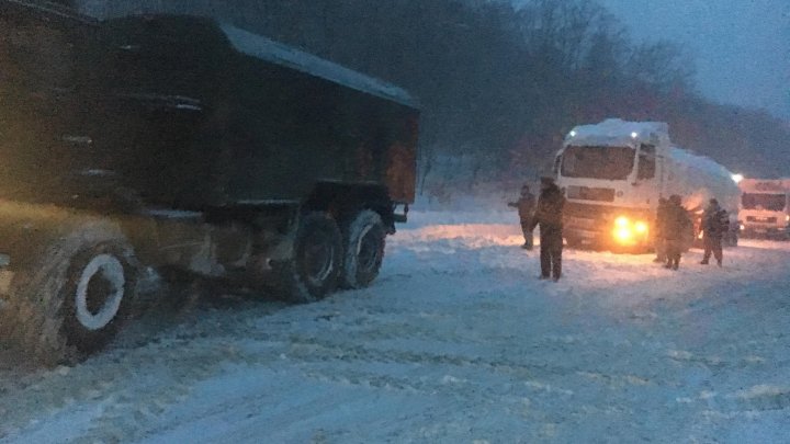 Armata Naţională la datorie! Două echipe de genişti au intervenit pentru a scoate din nămeţi câteva maşini de mare tonaj 