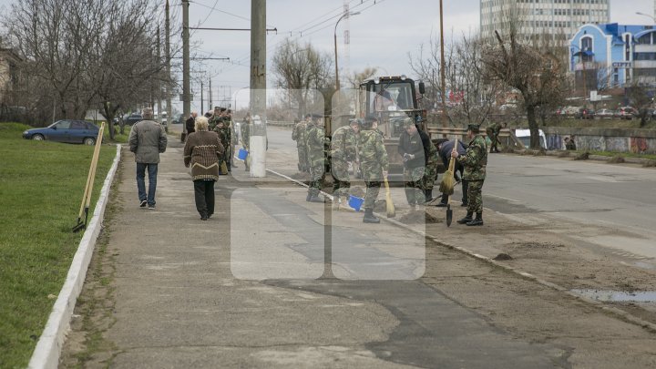 Zeci de militari ai Armatei Naţionale au făcut curat în cartierul Schinoasa din Capitală (FOTO)