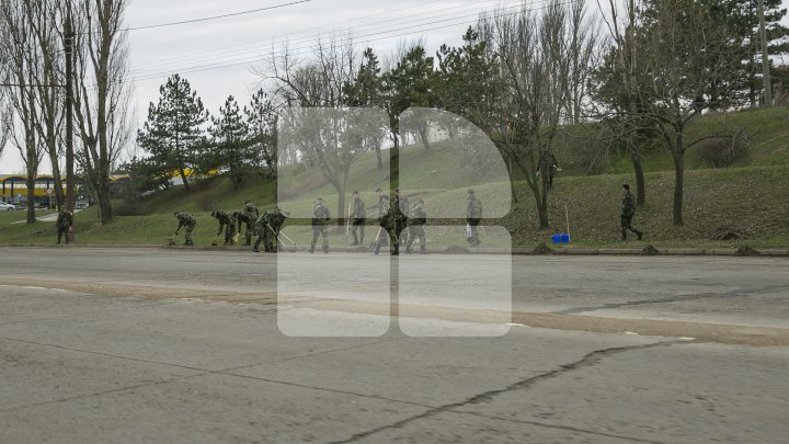 Zeci de militari ai Armatei Naţionale au făcut curat în cartierul Schinoasa din Capitală (FOTO)