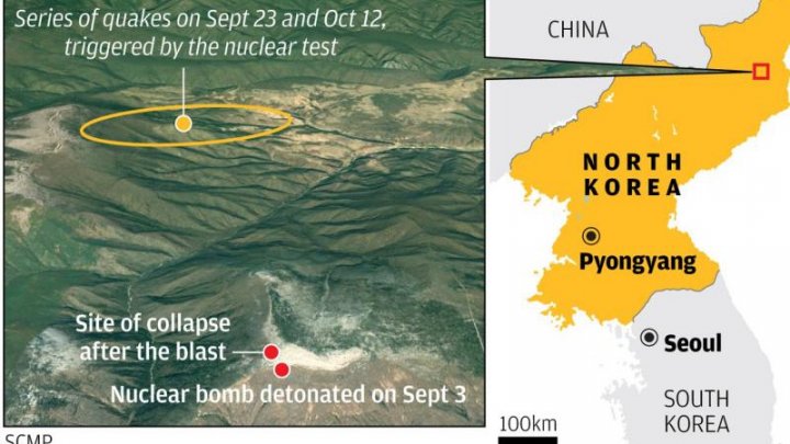 Coreea de Nord suspendă testele nucleare după ce şi-a distrus un munte şi poligonul de testare