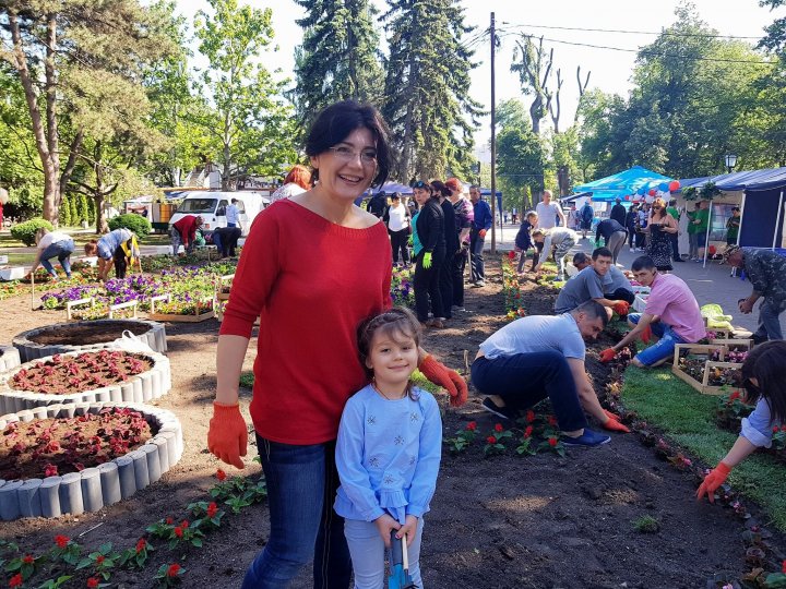 Silvia Radu a plantat un covor din flori în parcul Ștefan ce Mare în cadrul campaniei Fă ceva bun pentru Chișinău (FOTO)