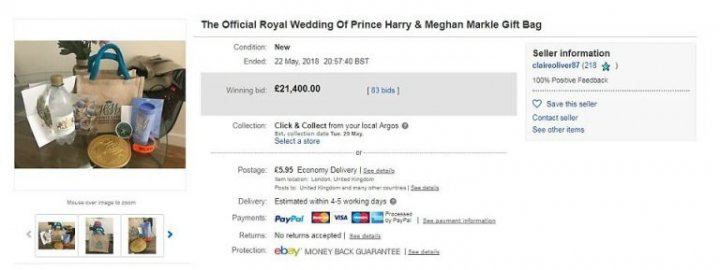 Cadoul oferit la nunta regală de Prințului Harry cu Meghan Markle este vândut de invitați pe Ebay