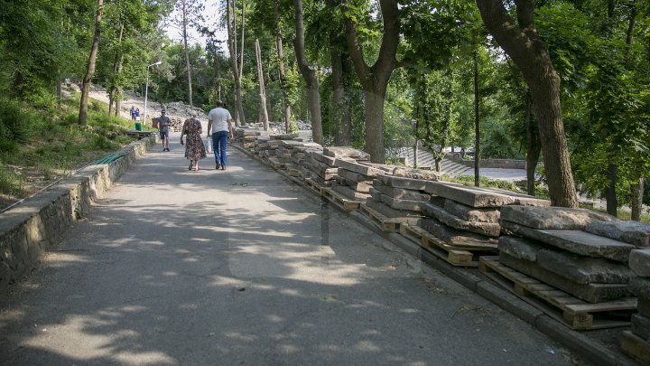 Parcul Valea Morilor îşi recapătă frumuseţea de altădată. A început reconstrucţia scării de granit (FOTO)