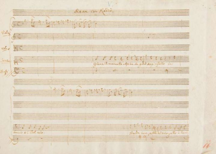 Manuscris excepţional dintr-o arie cunoscută scrisă de Mozart a fost expusă la Paris