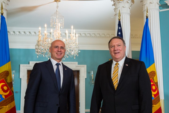 Pavel Filip și Secretarul de Stat al SUA, Mike Pompeo, discuţii despre dezvoltarea dialogului strategic Republica Moldova - SUA