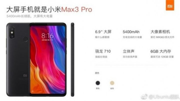 Xiaomi va lansa Mi Max 3 Pro, un smartphone cu ecran de 6.9”