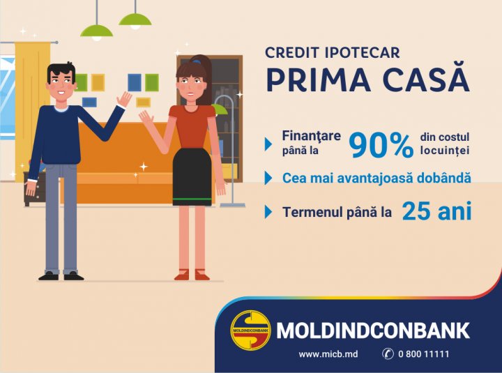 Moldindconbank micșorează dobânda la creditul Prima Casă